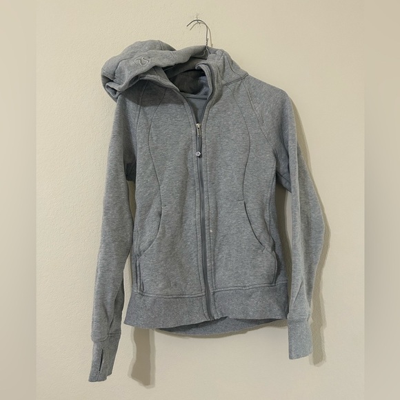 Lululemon Scuba Hoodie Light Cotton Fleece Medium Gray Women’s Size 6 Zip Jacket - Picture 2 of 12